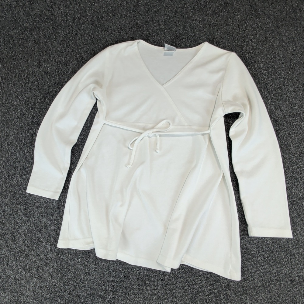 Take Nine Women Maternity Wrap Top Small White Long Sleeve V-Neck USA